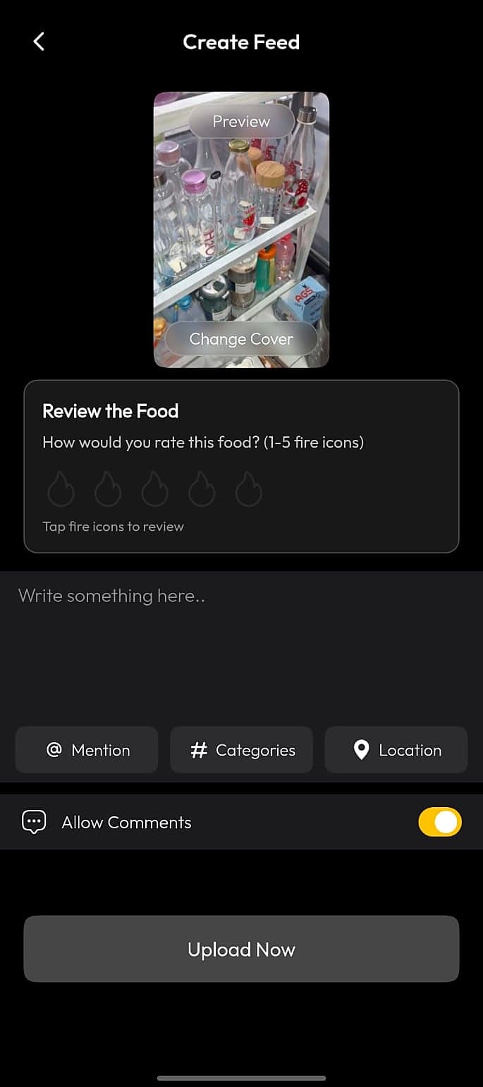 Foodie app: Post & rate
